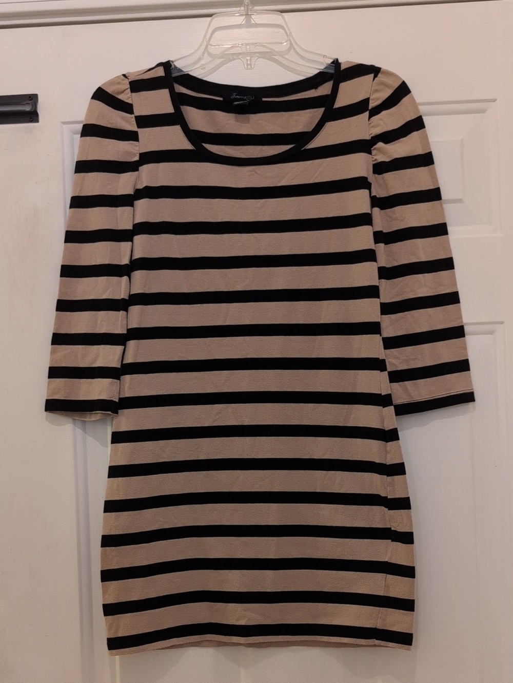 Forever 21 Black And Tan Striped Mini Dress, Size Juniors Large